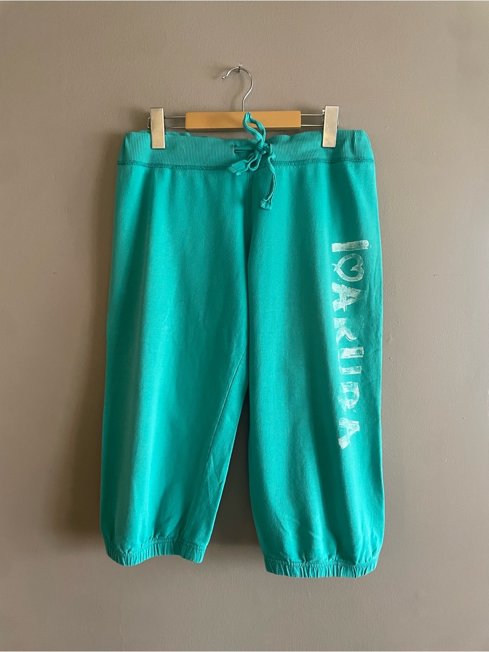 Y2K Vintage I Heart Aruba Teal Capris – Size XL